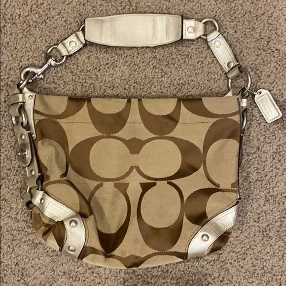 Coach Signature shoulder Handbag Brown Silver - Picture 2 of 16